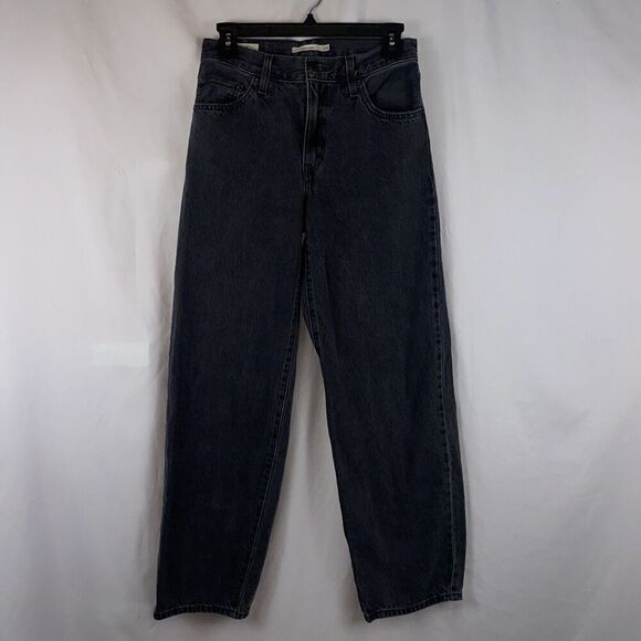 Levi's Premium Baggy Dad Jeans Black Mid Rise Cotton Rigid Denim Size 24-27 - Picture 8 of 10